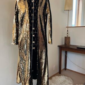 Gold Sequin Long Coat